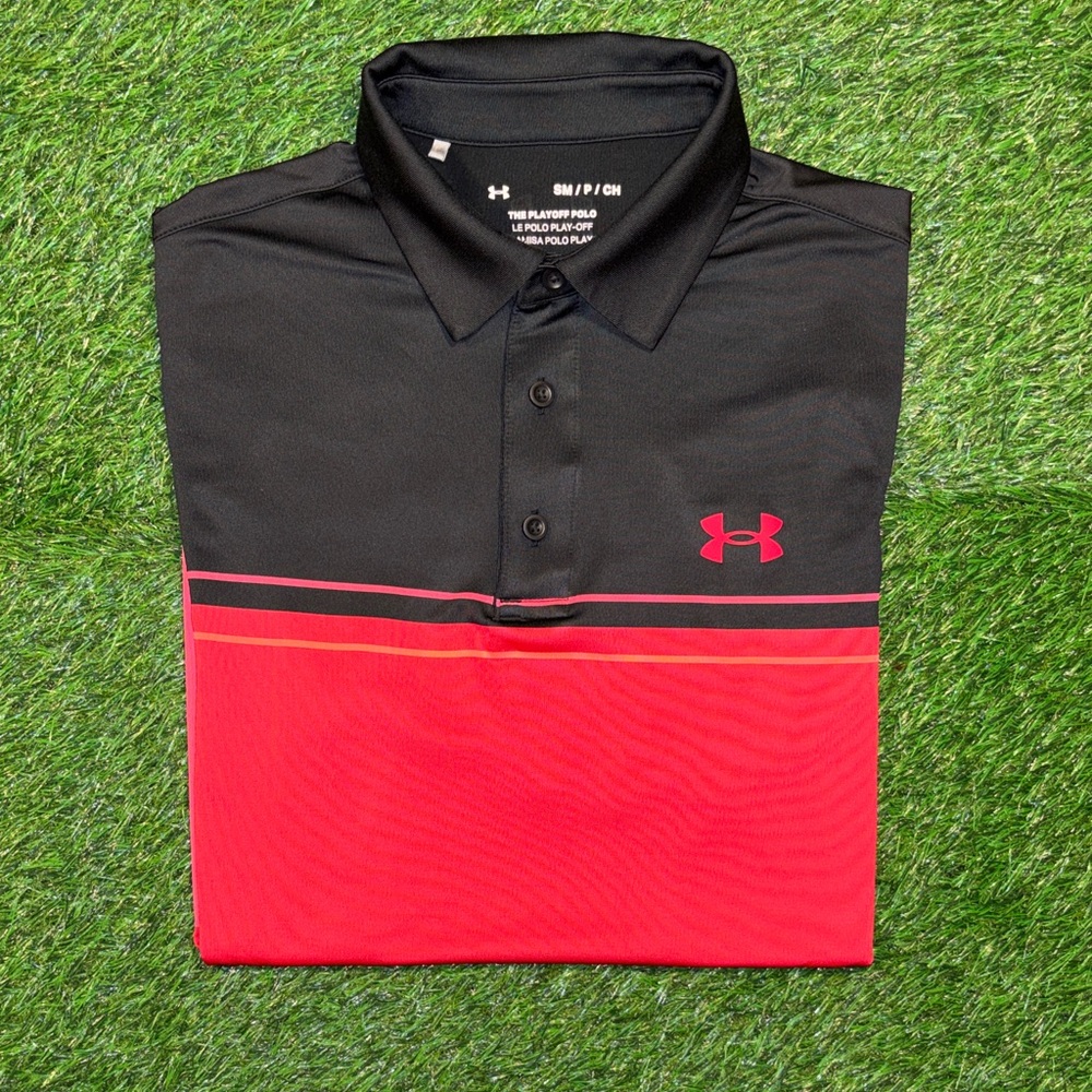 Under Armour Men's Black and Red Performance Polo